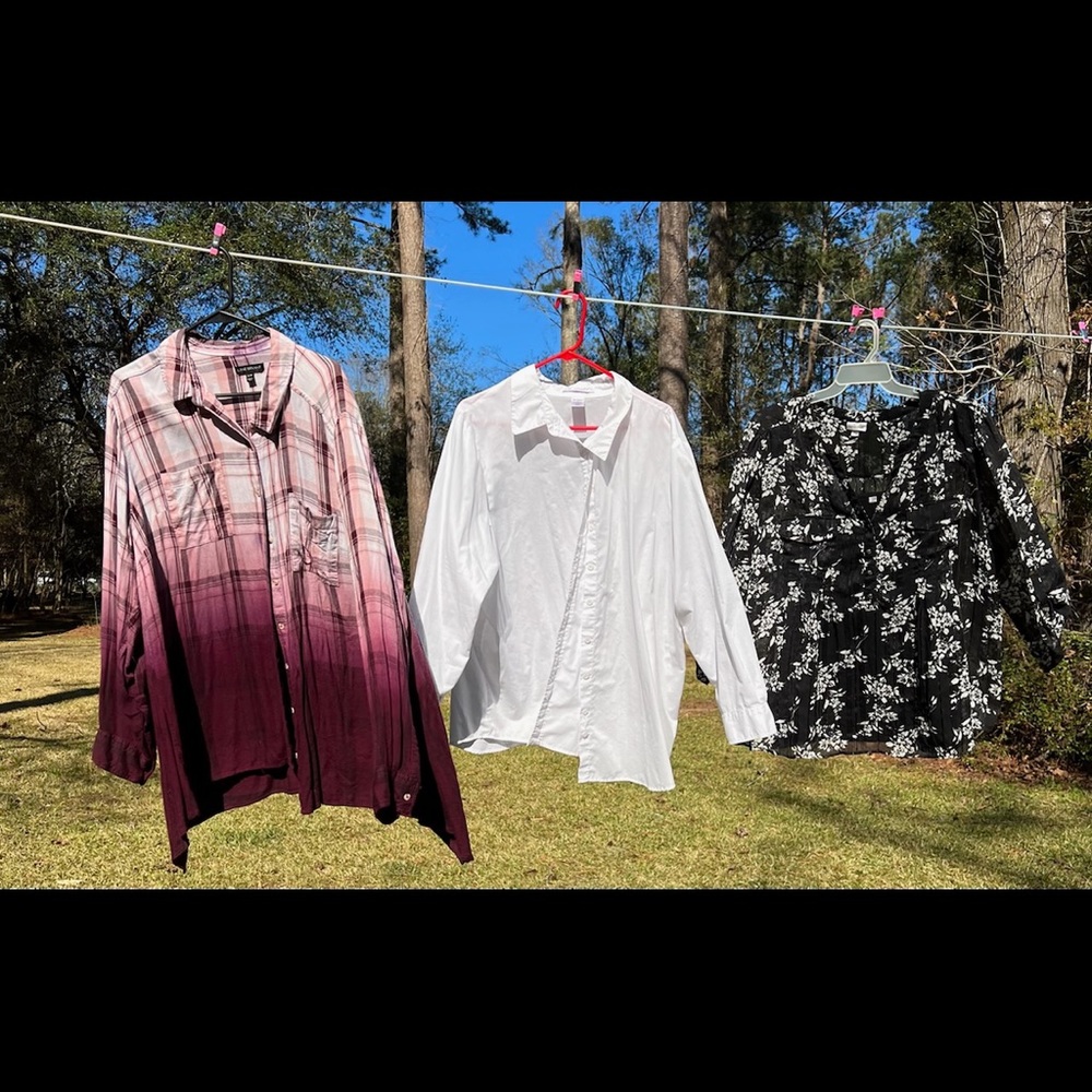 3 women’s tops various materials